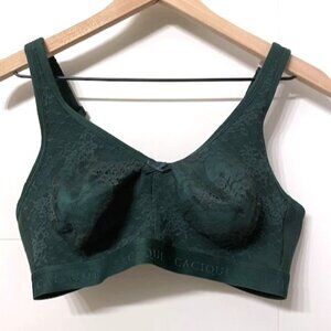 NWOT Cacique Lace Overlay Unlined Full Coverage No-Wire Bra Green 36DD